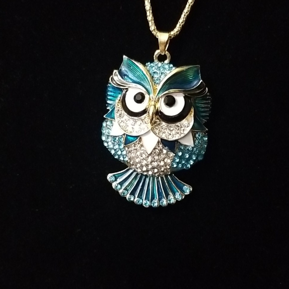 Betsey Johnson Blue Owl Necklace - Picture 2 of 3